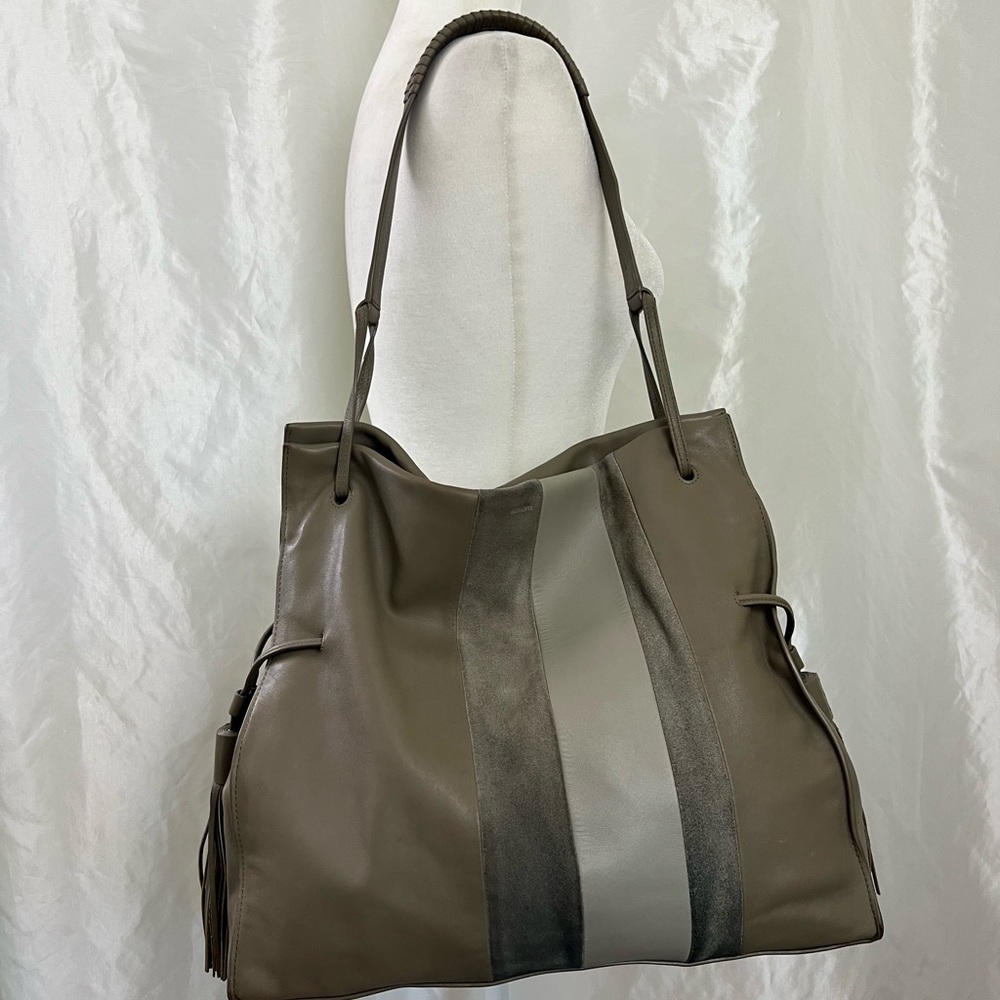 All Saints Gray and Black Tote Bag